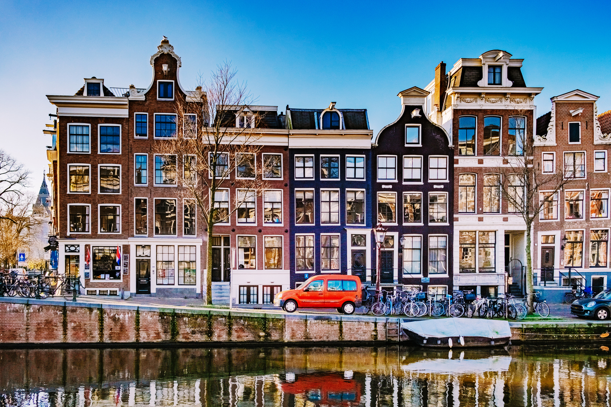 Grachtenpanden aan de Prinsengracht i Amsterdam.